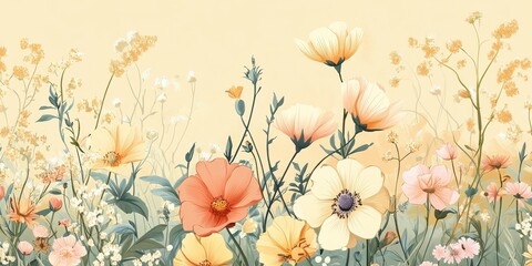 Fototapeta premium A beautiful watercolor painting showcases a variety of colorful flowers
