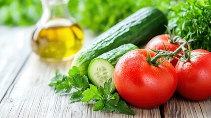 Fresh Tomatoes and Cucumbers with Olive Oil