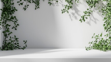 Serene Minimalist White Room with Lush Greenery