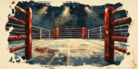 Empty boxing ring stands ready for the next fight