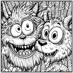 Where the wild things are Black and white coloring book page