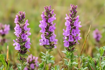 Obraz premium Purple Wildflowers Bloom Abundantly in Meadows, Delightful Springtime Botanical Display