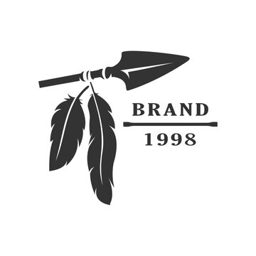 arrowhead or spear american indian native logo design vector stock template illustration
