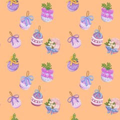 seamless pattern with Easter Theme Orange background