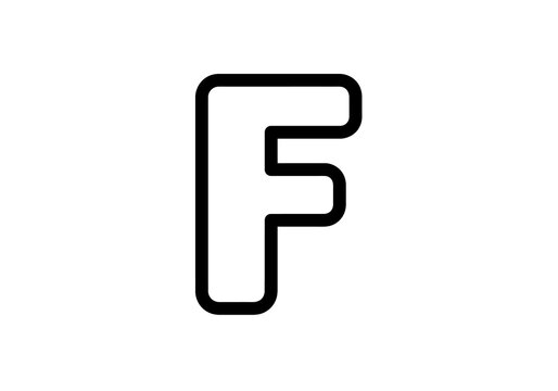 recommend clip art: letter F clipart black and white. This image shows a bold, black letter 'F' on a white background. Vector illustration design.