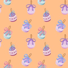 seamless pattern with Easter Theme Orange background