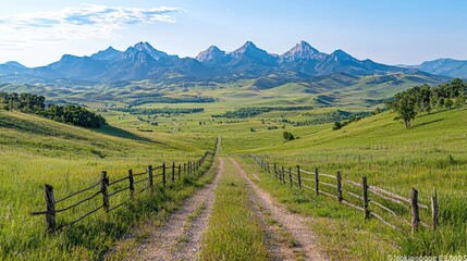 Scenic mountain valley road, summer landscape, rural background, travel photography (1)