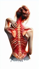 Human anatomy illustration spine and muscle structure medical art educational close-up view