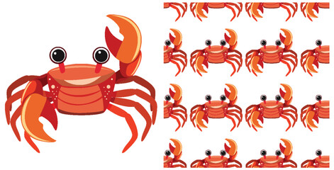 Playful Crab Pattern Illustration