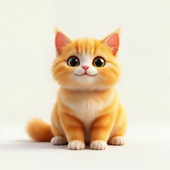 Adorable ginger cat illustration with cute, happy face, light background, pastel style art, soft lighting, featuring the animal. This illustration is a close up of a cartoon animal with a cheerful