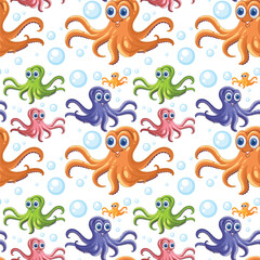 Colorful Octopus Pattern with Bubbles
