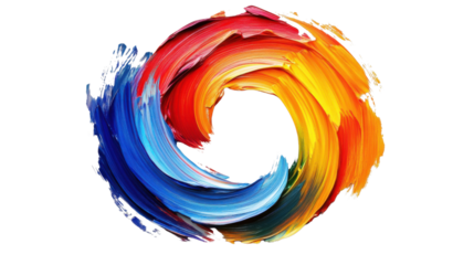 Colorful paint stroke swirling in a transparent background