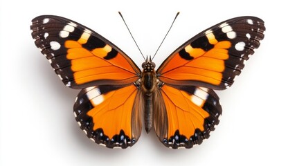 Fototapeta premium Close-up of a beautiful orange and black butterfly with striking wings. Generative AI