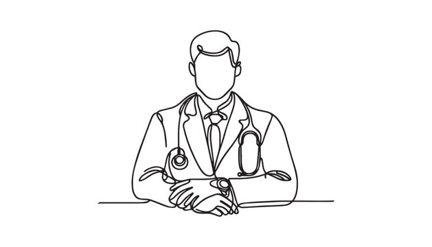 recommend clip art: Continuous one single minimal line drawing doctor 