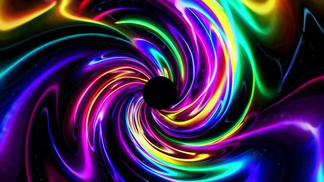 Vibrant colorful swirling neon patterns creating dynamic hypnotic visual kaleidoscope