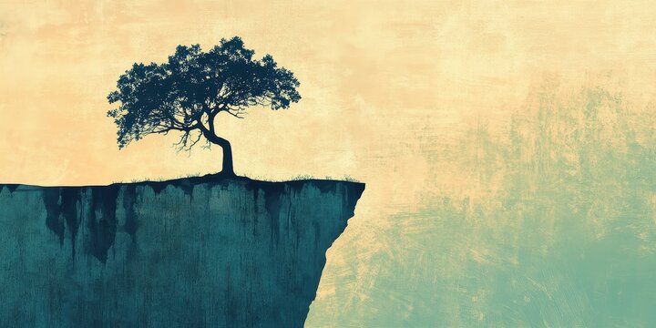 Tree perched on the edge of a cliffside image