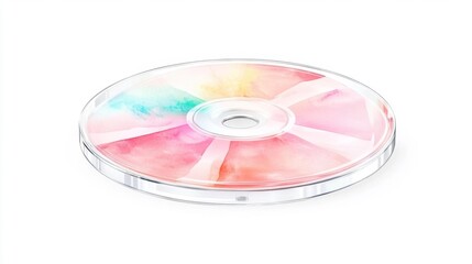 Colorful disk with watercolor pattern on a white background isolated and artistic. Generative AI