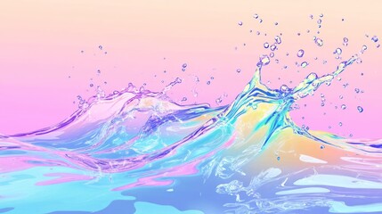 Iridescent Water Waves with Pastel Gradient Background Visualization