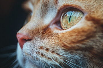       There is a close up of a cat ' s face with a blurry background