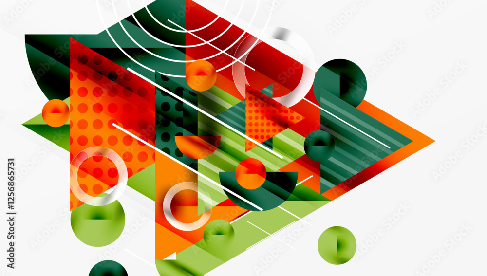 Fototapete sleek abstract background - layered triangles with vibrant gradient tones. semi-transparent shapes a