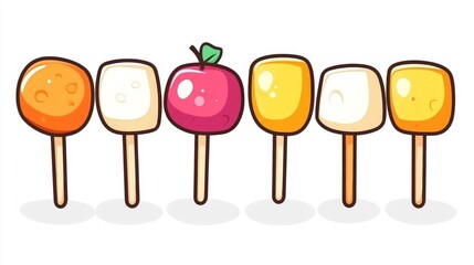 Delightful candy-like lollipops in various vibrant colors on a white background. Generative AI