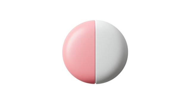 Pink and white round button on transparent background