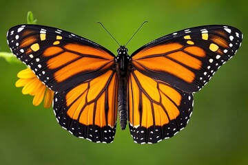 Fototapeta premium A monarch butterfly, danaus plexippus, visiting flowers.- winchester, massachusetts. with generative ai