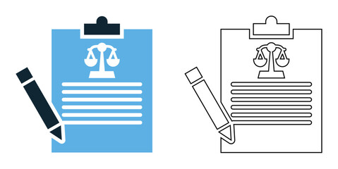 Legal drafting icon vector, legal document preparation, contracts, and law, legal, corporate and official pictogram symbol ui and ux design, glyphs and stroke line