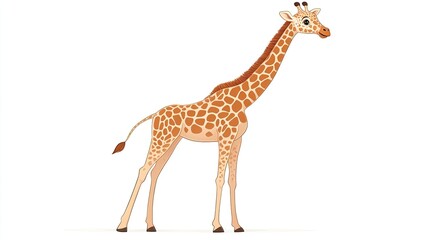 Obraz premium Playful cartoon giraffe standing gracefully against a plain background, ideal for children's designs