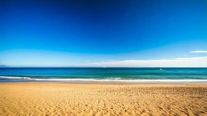 Obraz premium 広々とした真夏の砂浜と海 背景素材 チラシ・バナー・動画素材 AI生成素材