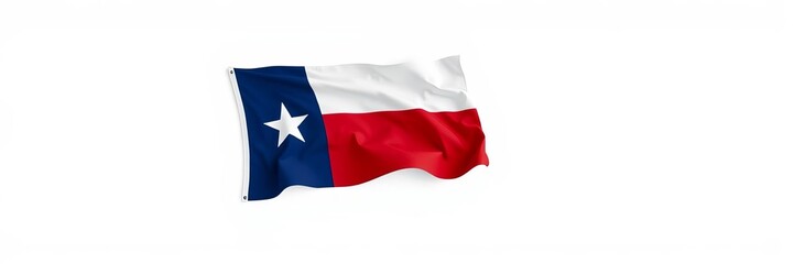 Texas flag waving fabric texture overlaid on state map outline on white background, isolated, waving, flag