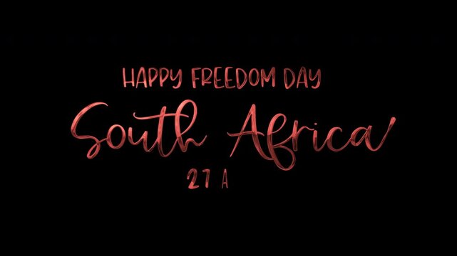 Animated Happy Freedom Day South Africa 27 April in gold lettering suitable for South African national holiday social media graphics and promotional material.
