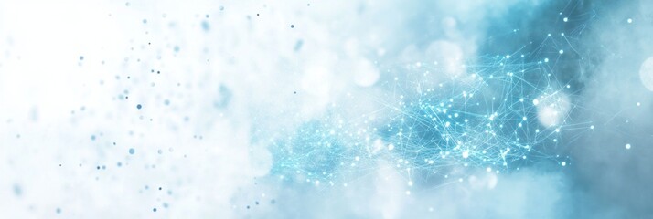 Fototapeta premium Abstract blue glowing network connections and particles.