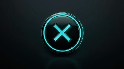 Obraz premium Glowing X button sign for error message, deleting item, or cancellation online