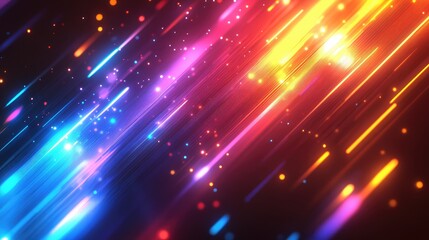 Fototapeta premium Vibrant abstract light streaks in dynamic motion with colorful bokeh effects in dark background