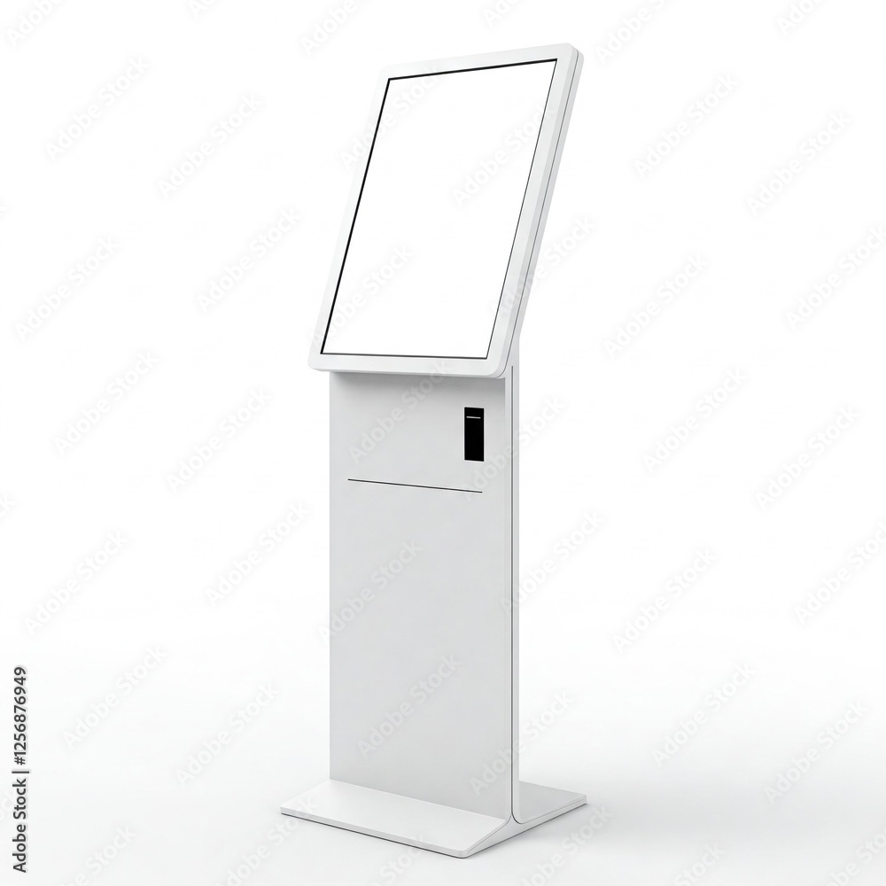 Wall mural a blank white mockup background texture of a digital kiosk or information terminal with a display sc