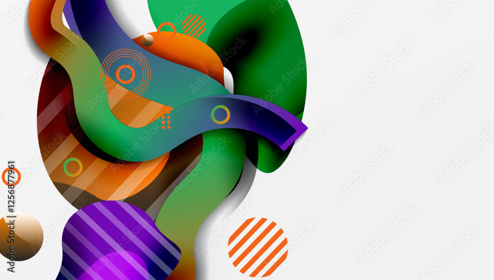 Poster abstract liquid shapes and lines background