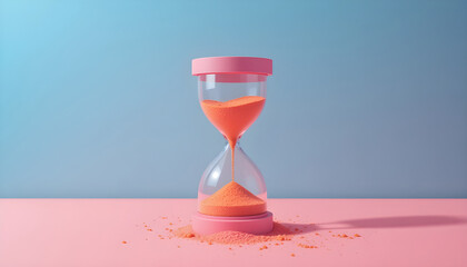 Pink Hourglass with Orange Sand, Symbolizing Time Passing
