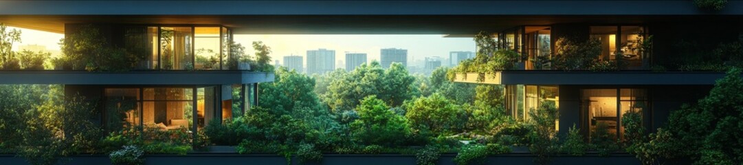 Fototapeta premium Modern Urban Balcony with Abundant Greenery and Plants. Generative AI