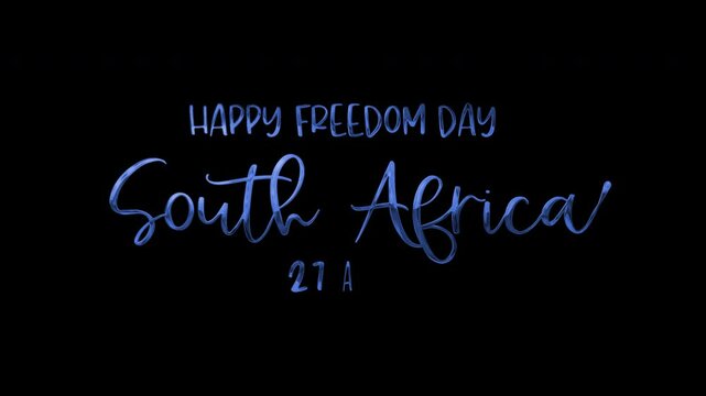 Animated Happy Freedom Day South Africa 27 April in gold lettering suitable for South African national holiday social media graphics and promotional material.