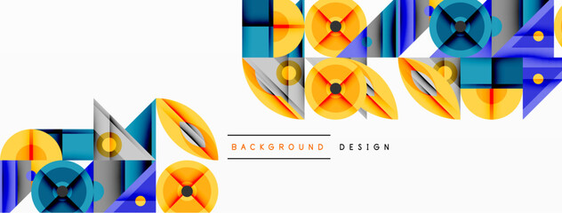 Dynamic geometric composition with sharp angles, circular forms, and gradient colors