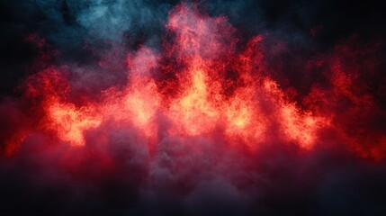 Dramatic flames rise amidst dark smoke, creating a vivid contrast in a fiery background scene