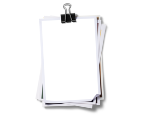 バインダークリップで束ねられた写真の、画像合成用素材