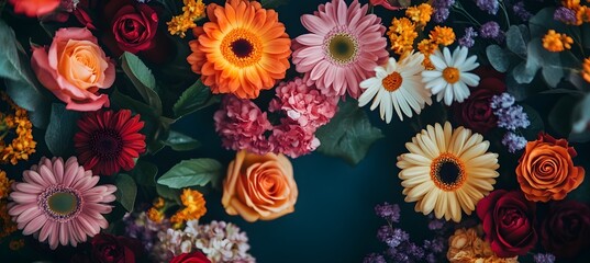 Happy Mother's Day, Women's Day, Valentine's Day or Birthday Banner. Flowers background