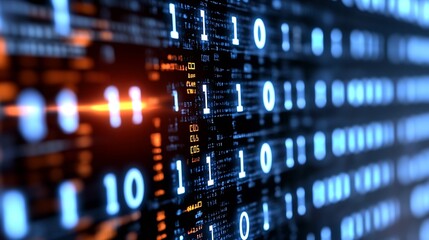 Digital data streaming with binary code on a modern interface showcasing technology and innovation : Generative AI