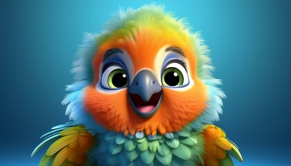 Niedlicher kleiner bunter Papagei, blauer Hintergrund