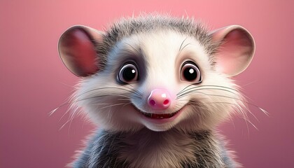 Niedliches Opossum, rosa Hintergrund