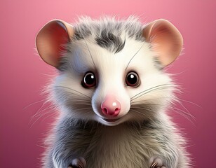 Niedliches Opossum, rosa Hintergrund
