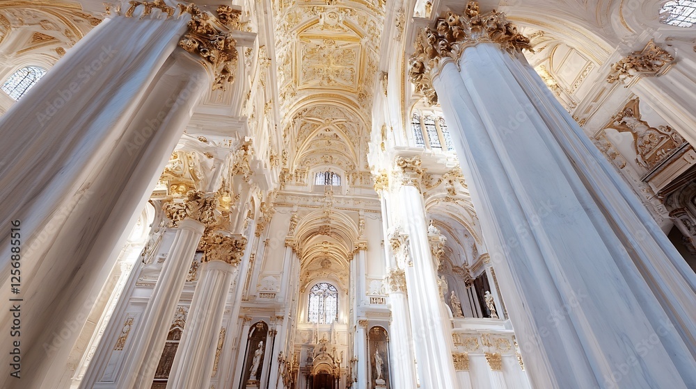Aufkleber stunning interior of ornate chapel with grand columns and detailed architecture : generative ai