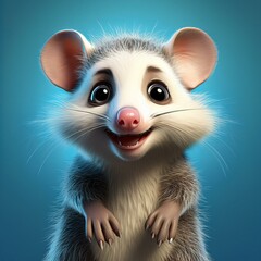 Niedliches Opossum, blauer Hintergrund